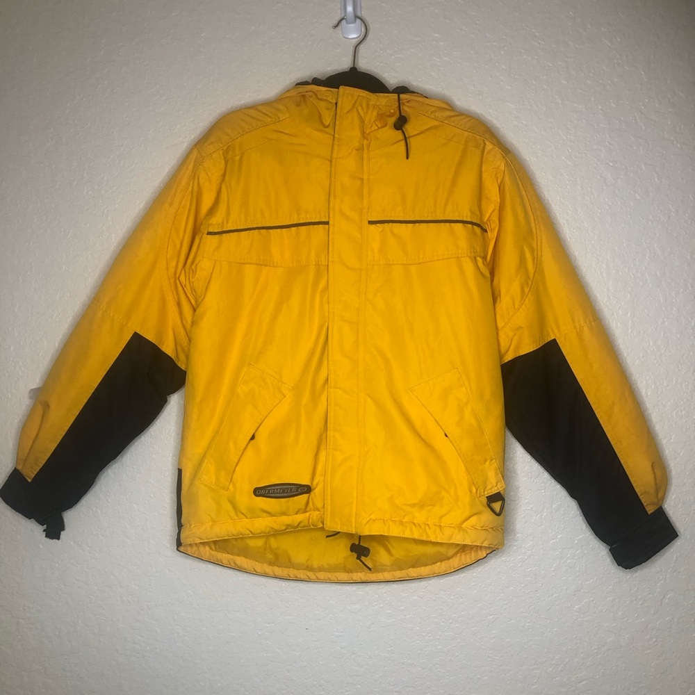 Obermeyer Yellow and Black Junior size 18 Hooded Ski Jacket